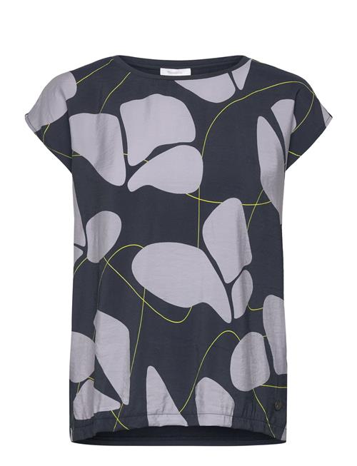 Albony Printed Drop Shoulder Round Neck Tee Tamaris Apparel Black