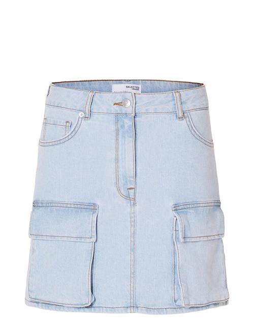 Selected Femme Slfhazel Mw Light Ice Blue Denim Skirt Selected Femme Blue