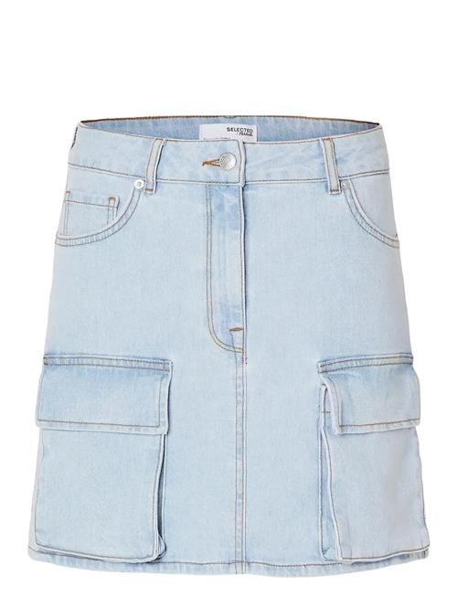 Slfhazel Mw Light Ice Blue Denim Skirt Selected Blue