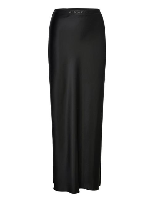 Hana Long Logo Satin Skirt Ahlvar Gallery Black