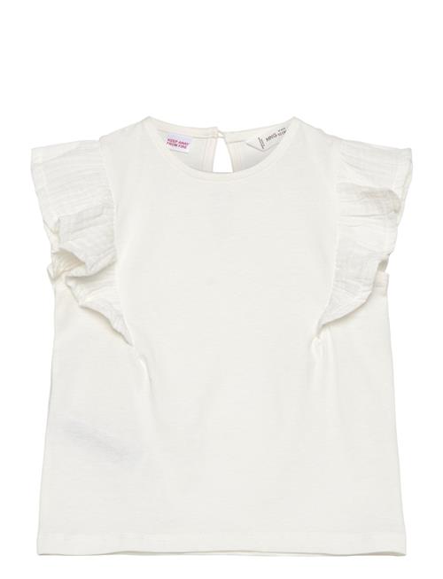 Mango Short-Sleeved Ruffle T-Shirt Mango White