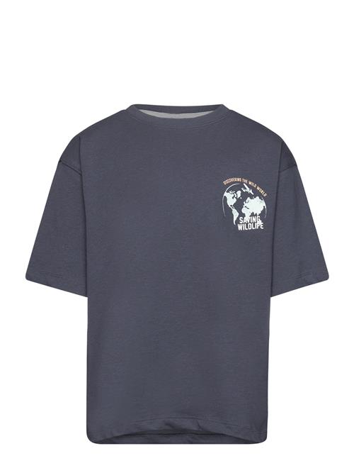 Se Mango Printed Message T-Shirt Mango Navy ved Booztlet