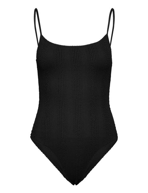 Mango Textured Swimsuit Mango Black