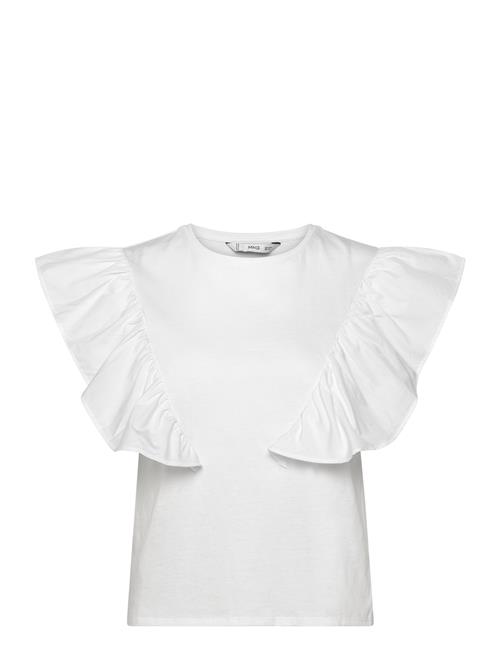 Mango 100 Cotton T-Shirt With Ruffles Mango White