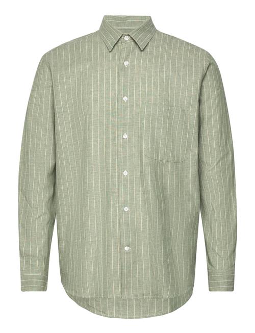 Cotton Linen Malte Stripe Shirt Mads Nørgaard Green