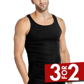 Bread & Boxers Bread and Boxers Ribbed Tank Top 2P Sort økologisk bomuld Medium Herre