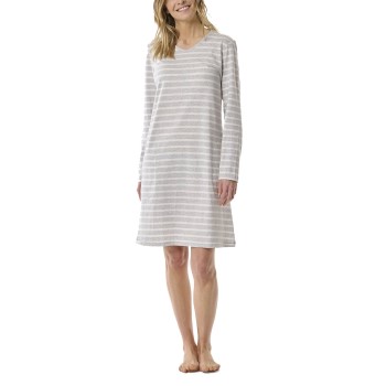 Se Schiesser Women Longsleeve Nightdress Hvid/Grå bomuld 40 Dame ved Timarco