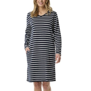 Schiesser Women Longsleeve Nightdress Blå/Hvid bomuld 36 Dame