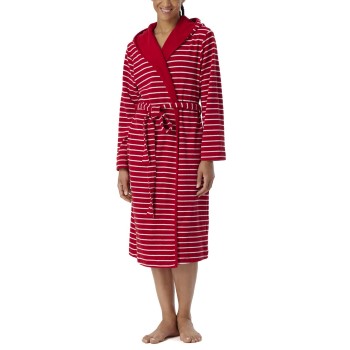 Se Schiesser Women Terry Bathrobe Rød/Hvid Large Dame ved Timarco