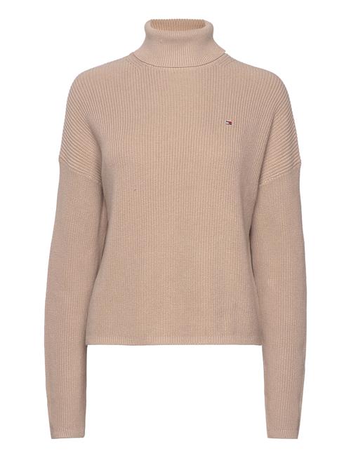 Se Tommy Hilfiger Co Cardigan Stitch Funnel-Nk Swt Tommy Hilfiger Beige ved Booztlet