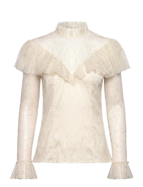 Joelle Polo Neck Lace Top Malina Cream