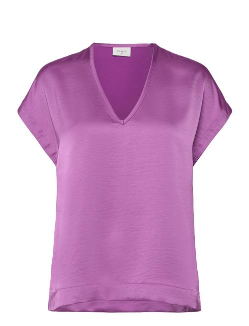 Se Dante6 D6Luiza Satin V-Neck Top Dante6 Purple ved Booztlet