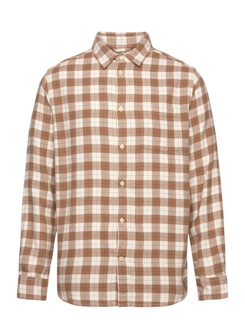 Knowledge Cotton Apparel Loose Fit Checkered Shirt - Gots/Ve Knowledge Cotton Apparel Brown