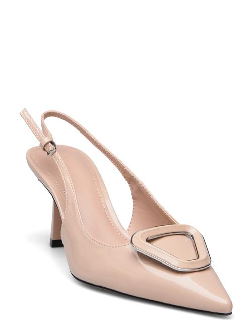 Mango Patent Leather-Effect Slingback Shoes Mango Beige