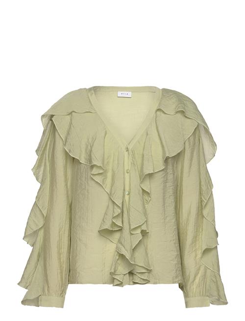 Vila Vinabia V-Neck L/S Flounce Top Vila Green