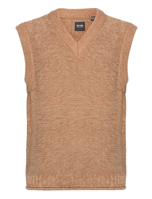 Se ONLY & SONS Onskasper Life Rlx 3 Solid Vest Knit ONLY & SONS Beige ved Booztlet