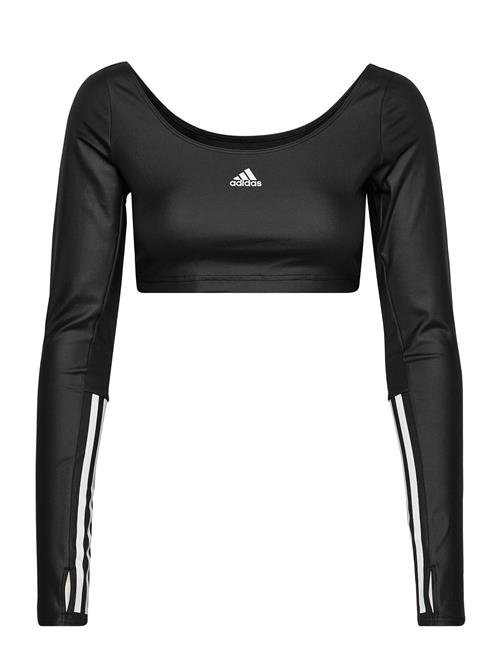 Se adidas Performance Hyperglam Cut 3-Stripes Crop Long Sleeve Tee Adidas Performance Black ved Booztlet