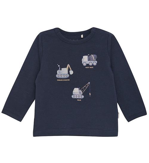 Se Minymo Bluse - Blue Nights m. Arbejdsmaskiner ved KidsWorld