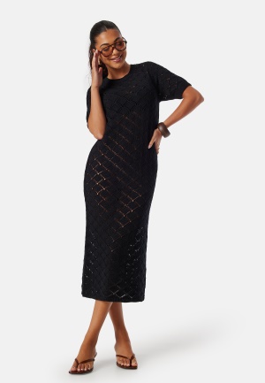 Se SELECTED FEMME Slfvinna Long Knit Dress Black M ved Bubbleroom