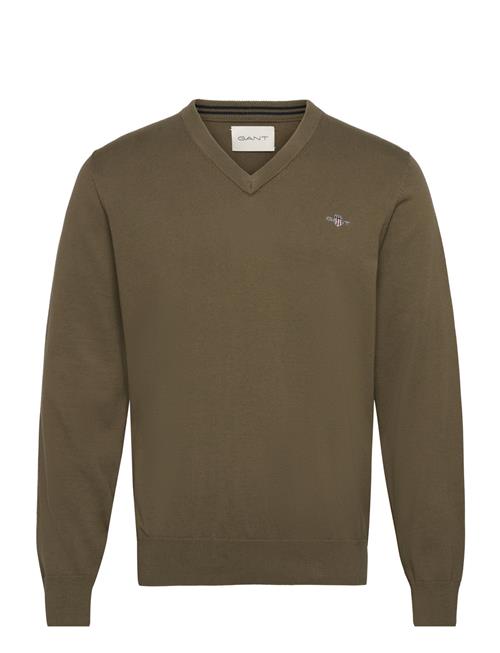 Se GANT Classic Cotton V-Neck GANT Khaki ved Booztlet