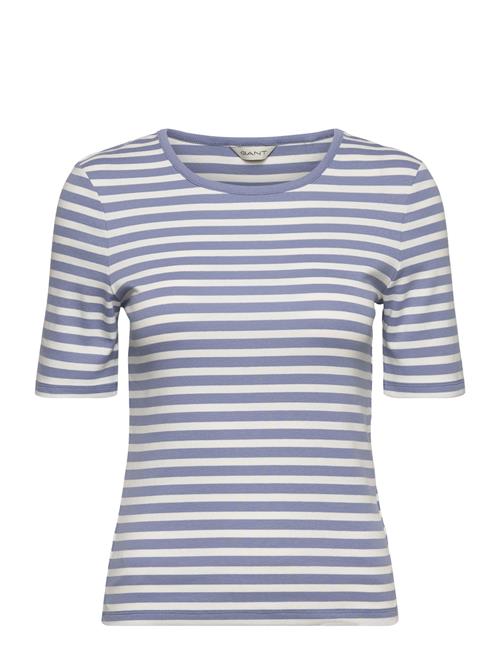 GANT Slim Striped 1X1 Ribbed Ss T-Shirt GANT Blue