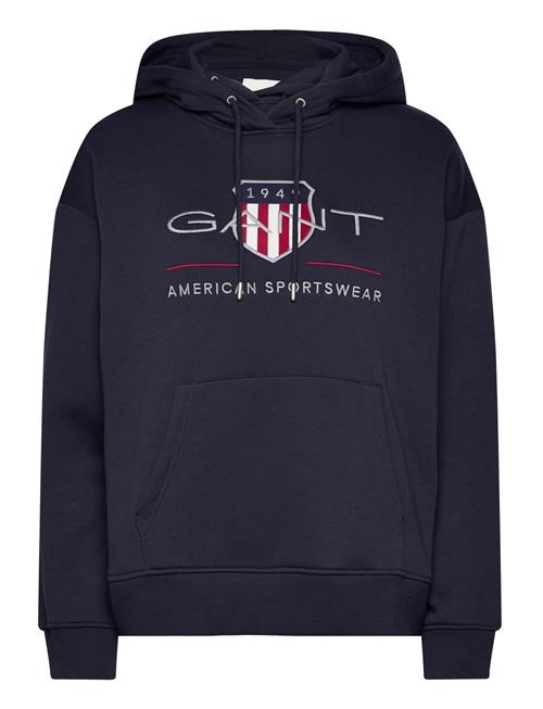 Se GANT Rel Archive Shield Hoodie GANT Navy ved Booztlet