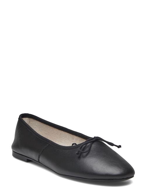 Se Mango Leather Ballet Flats With Bow Mango Black ved Booztlet