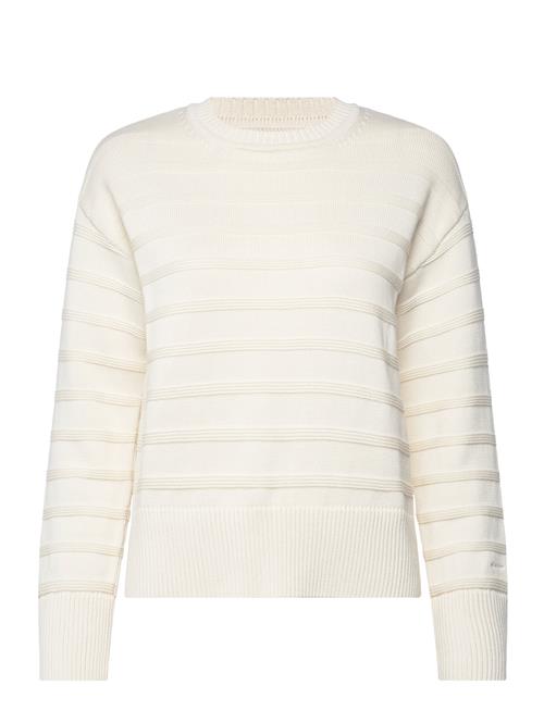 GANT Tonal Striped Cotton C-Neck GANT Cream