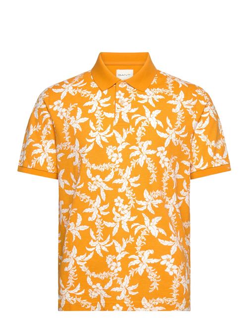 Se GANT Palm Lei Print Ss Polo GANT Orange ved Booztlet