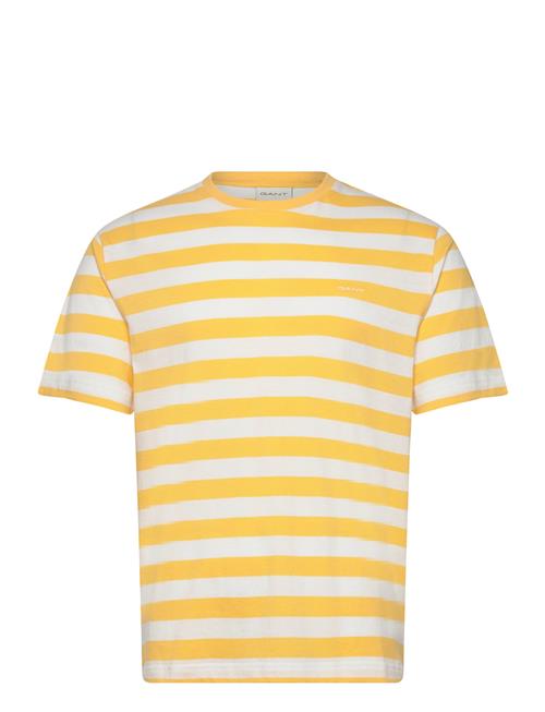 Se GANT Stripe Ss T-Shirt GANT Yellow ved Booztlet