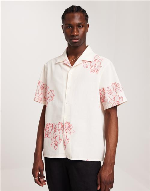 J Lindeberg Donso Fil Coupe Floral Shirt Kortærmede skjorter Cloud White