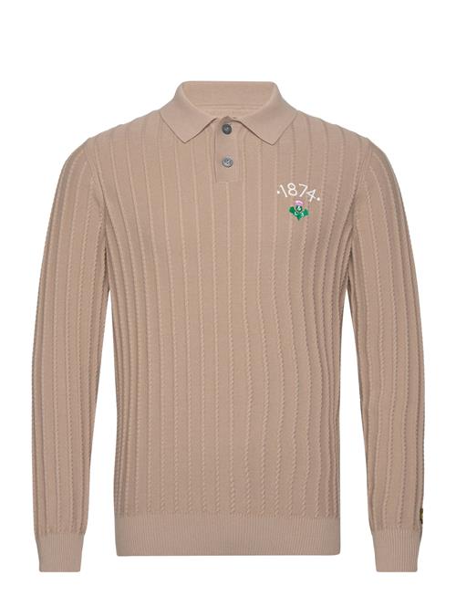 Se Lyle & Scott Micro Cable Polo Jumper Lyle & Scott Beige ved Booztlet