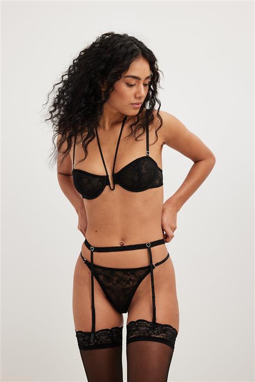 NA-KD Lingerie Bøjle-bh med detalje med små hjerter - Black