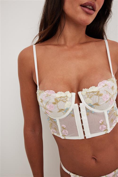 NA-KD Lingerie Balconette-korset med broderi - Multicolor