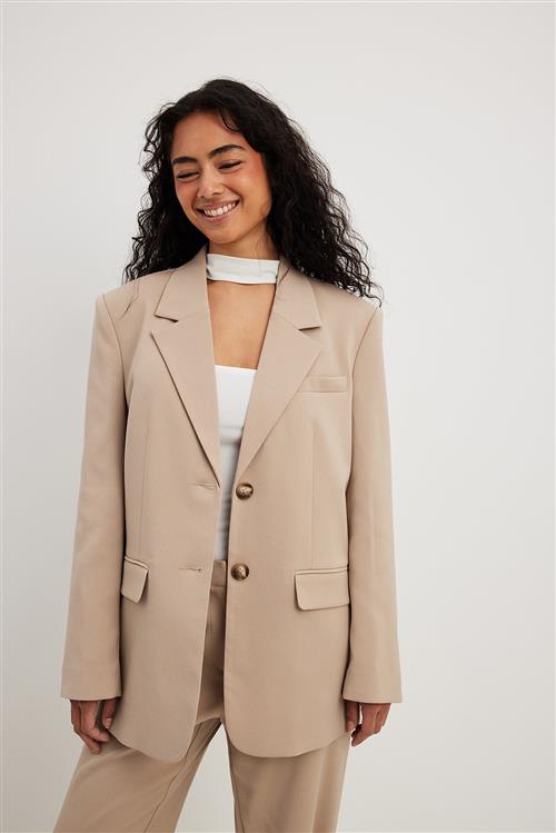 NA-KD Figursyet blazer i overstørrelse - Beige