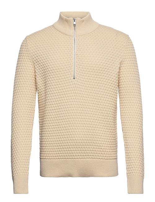 Se Selected Homme Slhremy Ls Knit All Stu Half Zip W Camp Selected Homme Beige ved Booztlet