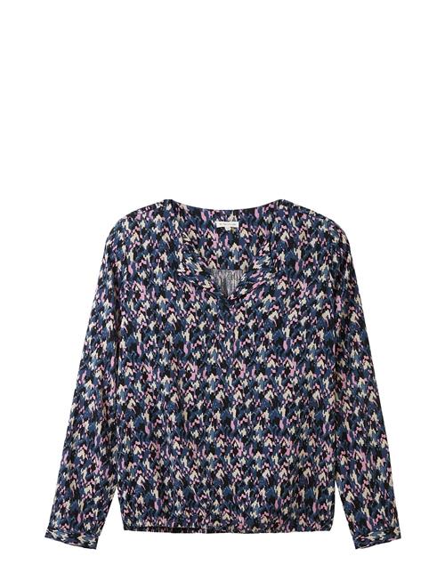 Se Tom Tailor Printed Longsleeve Blouse Tom Tailor Blue ved Booztlet