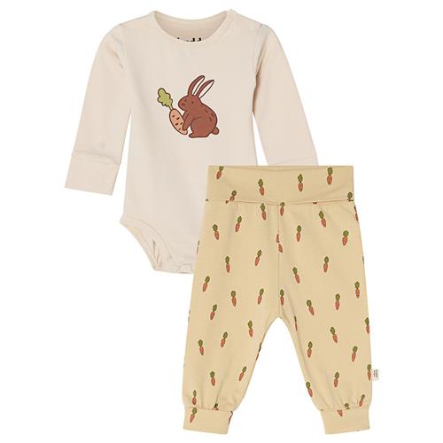 Buddy & Hope Filip GOTS Sæt Med Babybody Og Leggings Bunny/Carrots 50/56 cm  Hvid  50/56 cm  Unisex