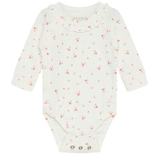 Hust&Claire Bing Blomstret Babybody Hot Coral | Orange | 62 cm