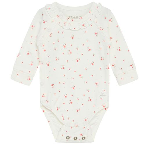 Hust&Claire Bing Blomstret Babybody Hot Coral | Orange | 62 cm