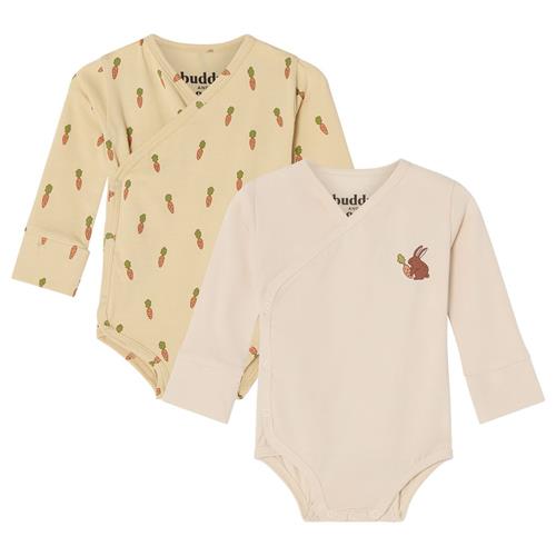 Buddy & Hope Max GOTS 2-pak Mønstrete Wrap Bodyer Carrots/Bunny 50/56 cm  Hvid  50/56 cm  Unisex