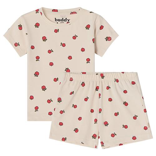 Se Buddy & Hope Molly GOTS Mønstret Pyjamas Med Æbler Cremefarvet | Hvid | 98/104 cm ved Babyshop