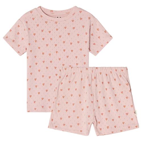 Se Buddy & Hope Molly GOTS Hjertemønstret Pyjamas Aprikos | Lyserød | 98/104 cm ved Babyshop