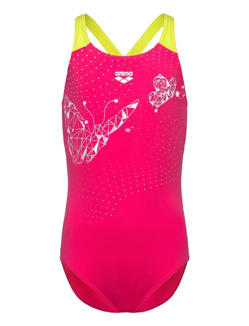 Arena Girl's Arena Butterfly Swimsuit V Back Freak Rose- Arena Red