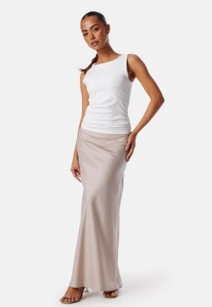 BUBBLEROOM Demi Maxi Satin Skirt Light nougat 46