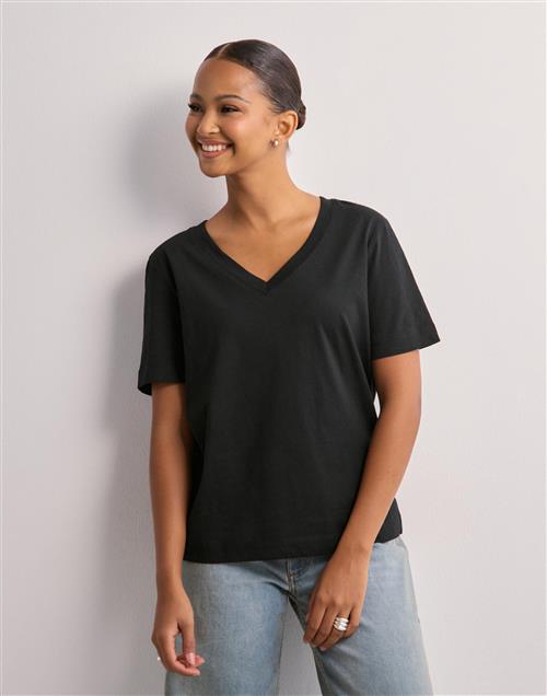 Selected Femme - Sort - Slfstandard Ss V-Neck Tee Noos