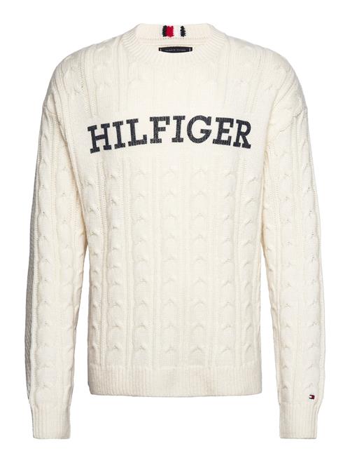 Tommy Hilfiger Cable Monotype Crew Neck Tommy Hilfiger White