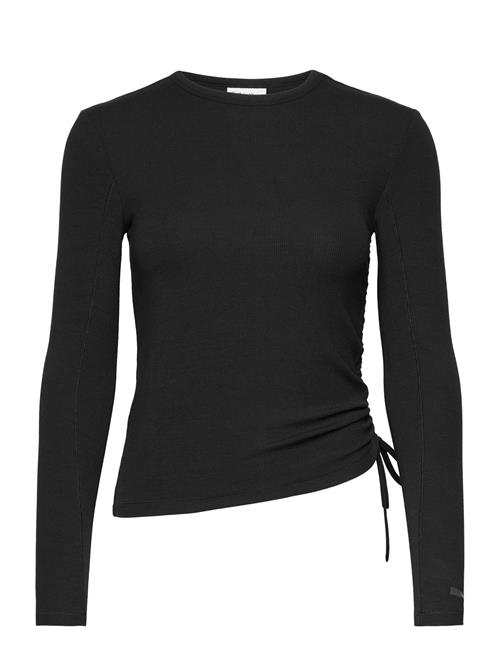 Se Calvin Klein Modal Rib Gathered Ls Tee Calvin Klein Black ved Booztlet