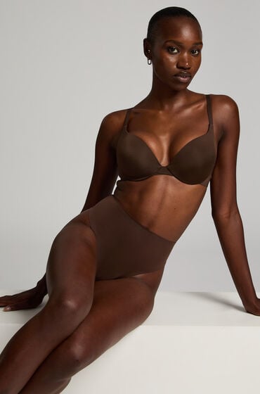 Se Hunkemöller Formstøbt pushup-bøjle-bh Smooth Brown ved Hunkemøller