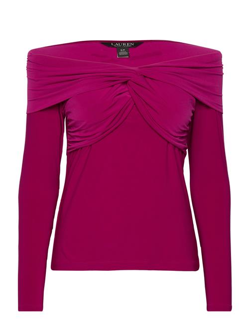 Se Lauren Ralph Lauren Jersey Off-The-Shoulder Top Lauren Ralph Lauren Purple ved Booztlet